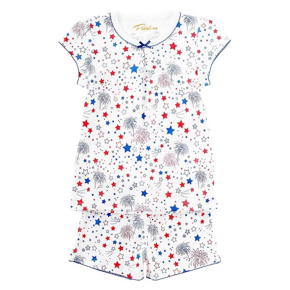 NEW PETIDOUX kids' pima short pajamas in celebration